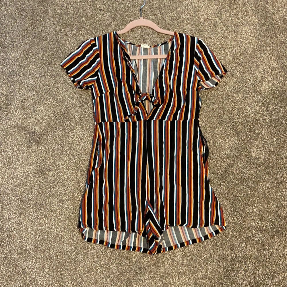 Garage colorful striped short sleeve romper